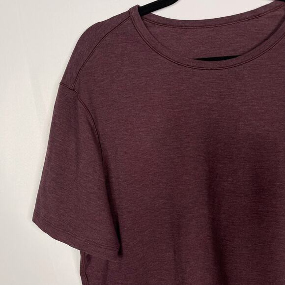 Lululemon Mens Large Bordeaux Red Short Sleeve Crew Neck Tee Tshirt Cotton Blend - Picture 6 of 6